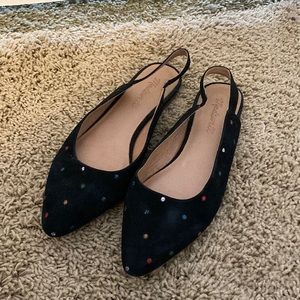 Madewell Margot Polka Dot Slingback Flats Suede Bl